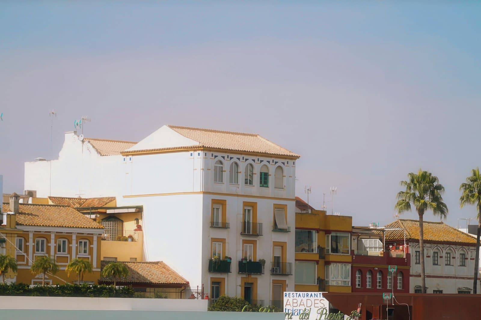 Colourful European houses on a hillside
