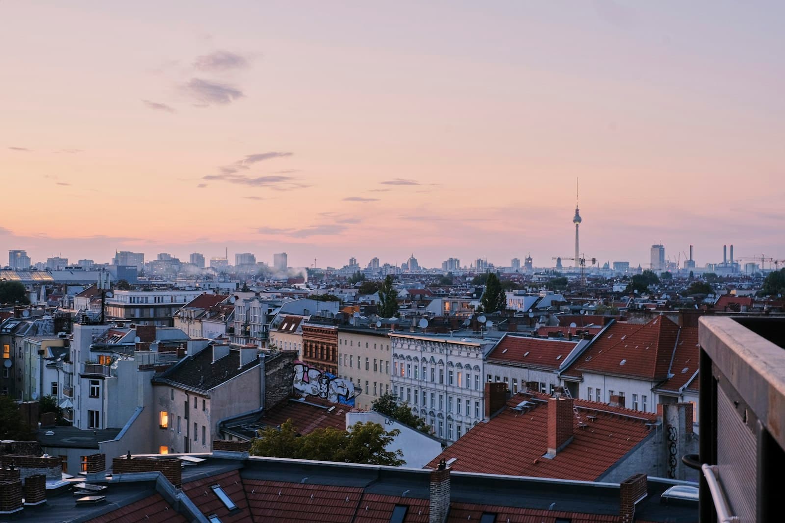 Berlin rooftops looking towards the television tower