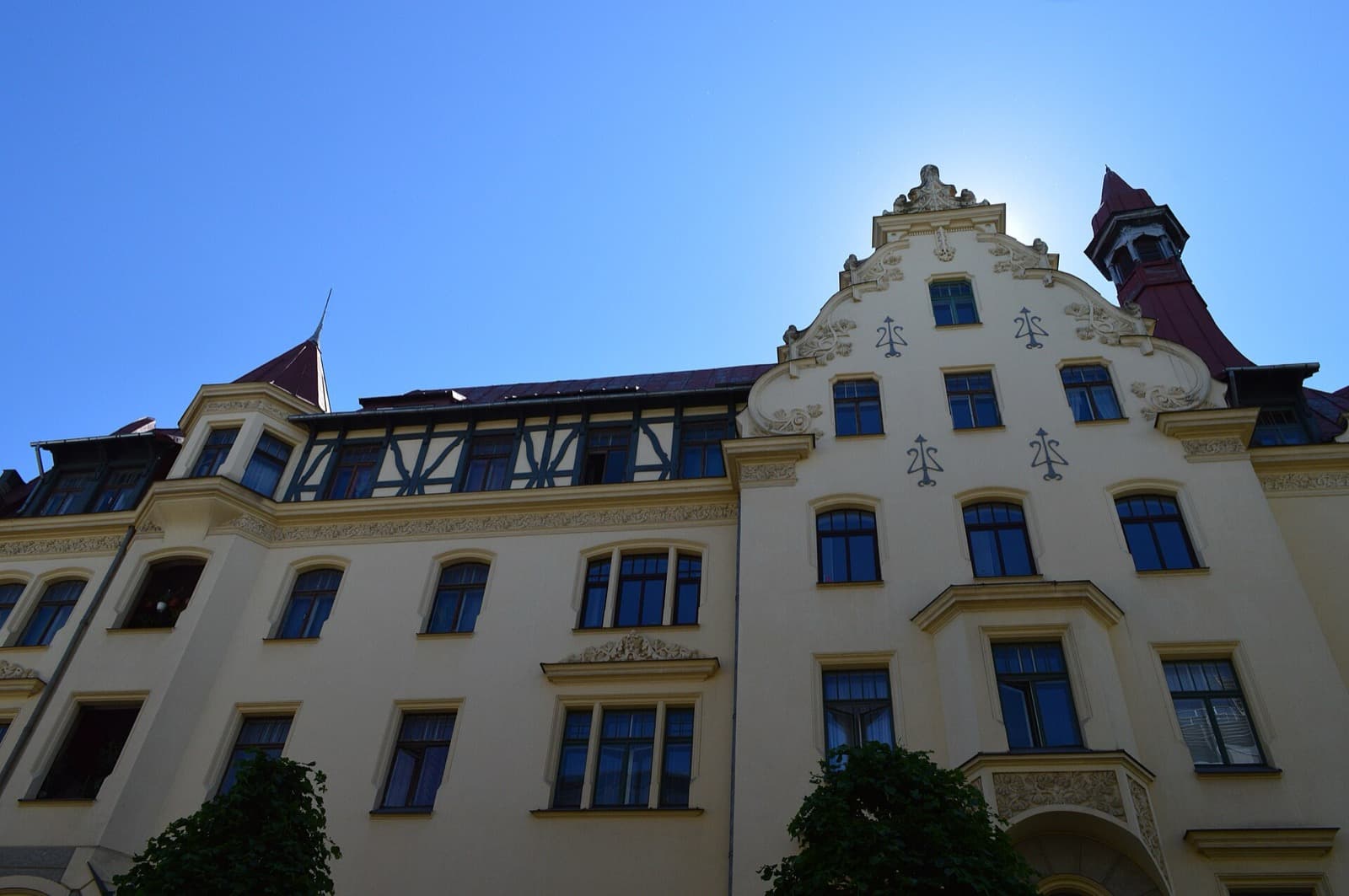 An ornate Art Nouveau facade on Alberta iela in the Jugendstil centre of Rīga.