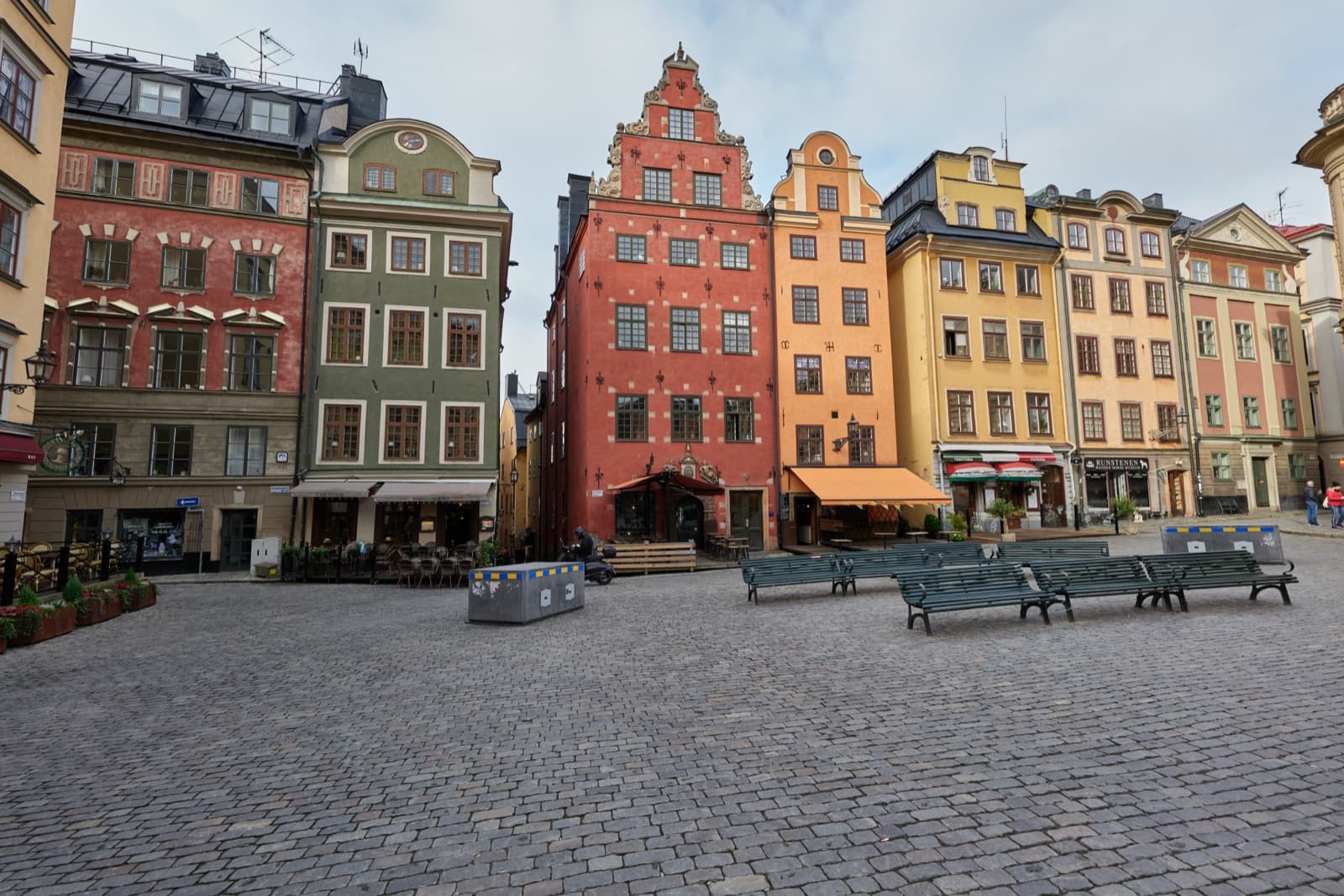 The coloured merchant houses ringing Stortorget, the oldest square in Gamla Stan, Stockholm's old town.