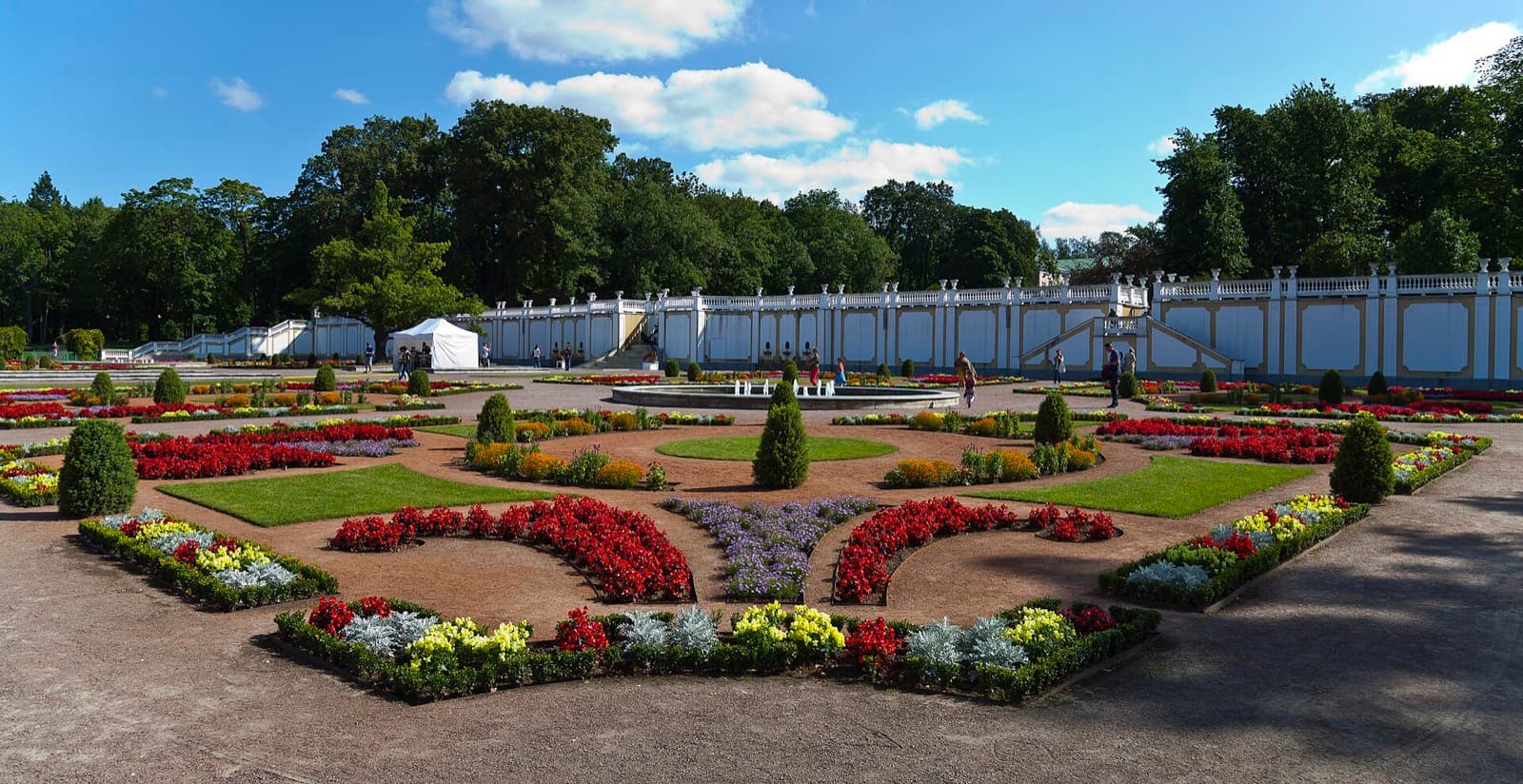 The formal flower parterre and balustrade behind Kadriorg Palace in Kadriorg.