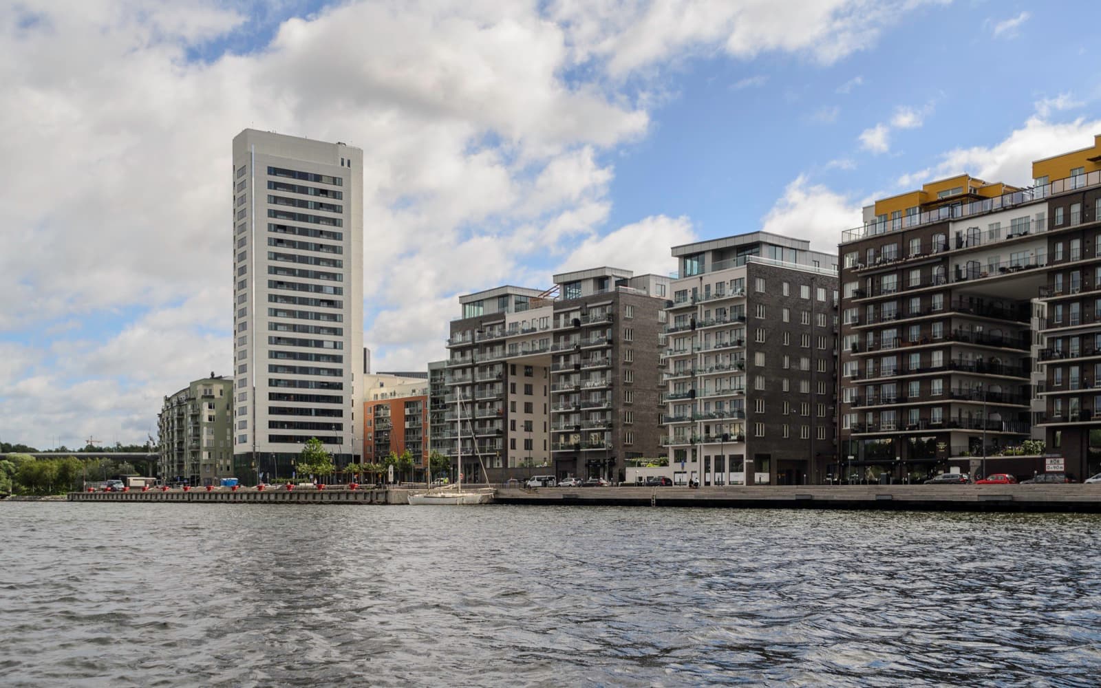 The Hornsberg waterfront apartment blocks along Ulvsundasjön at the Kristineberg edge of Kungsholmen, Stockholm.