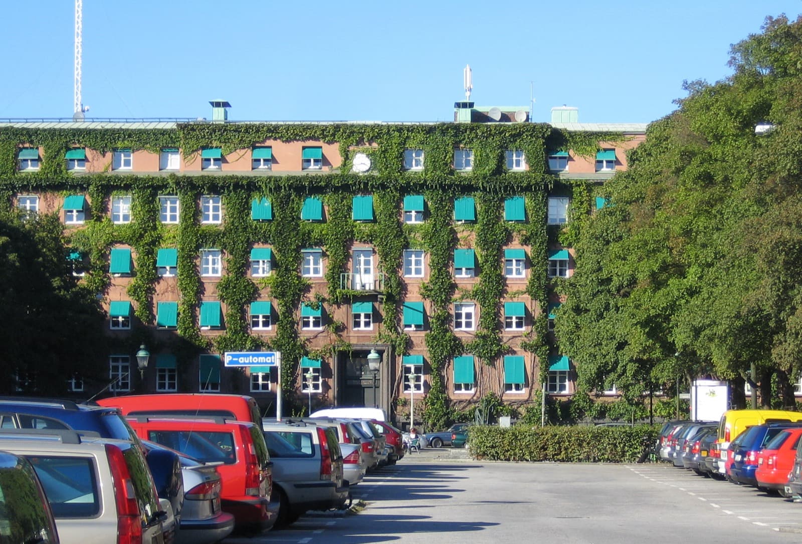 The tree-lined Davidshallstorg square framed by 1920s classicist façades in central Malmö, Sweden.