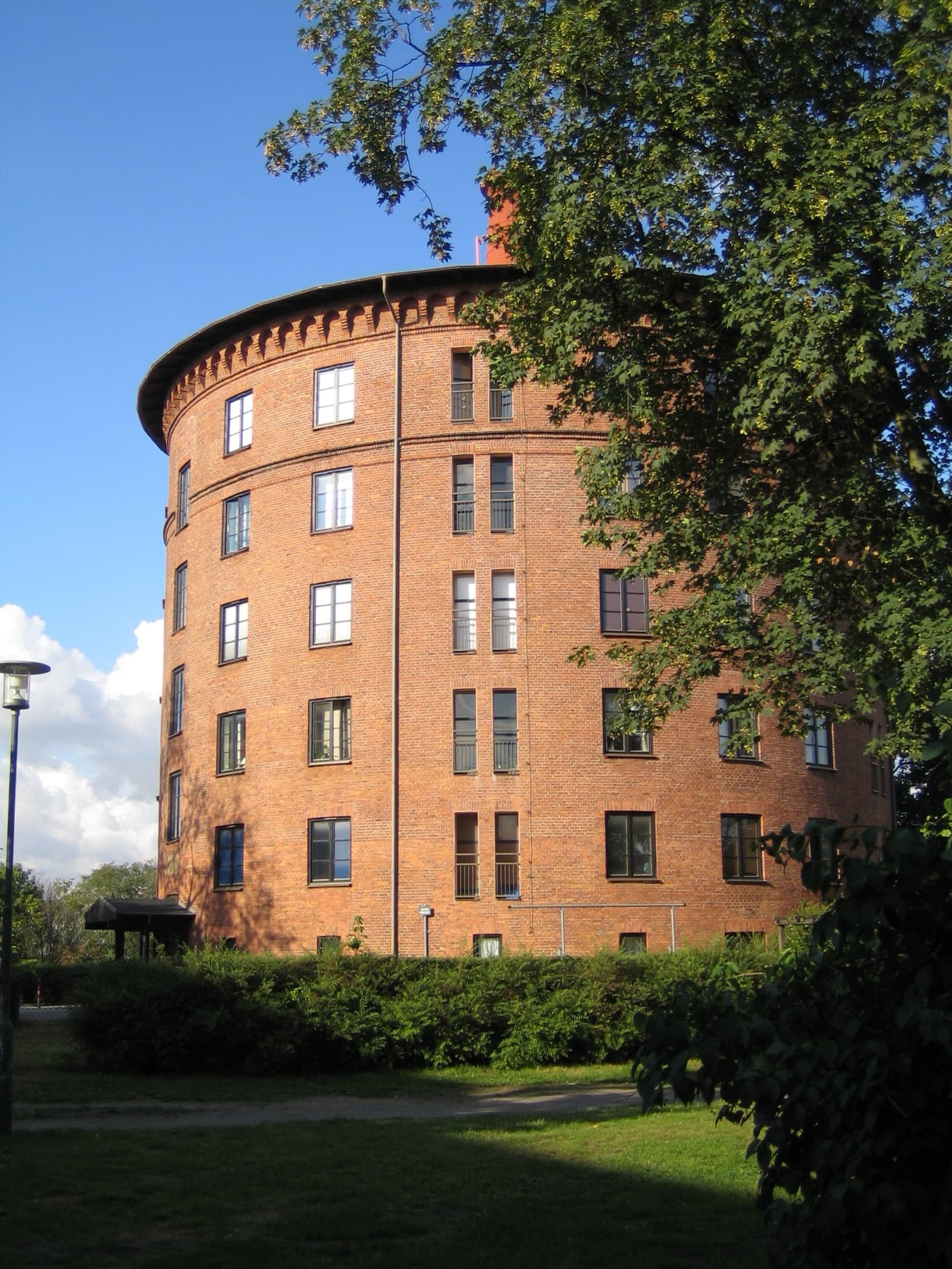 The Kirseberg water tower on the hill in the Kirseberg district of Malmö, Sweden.