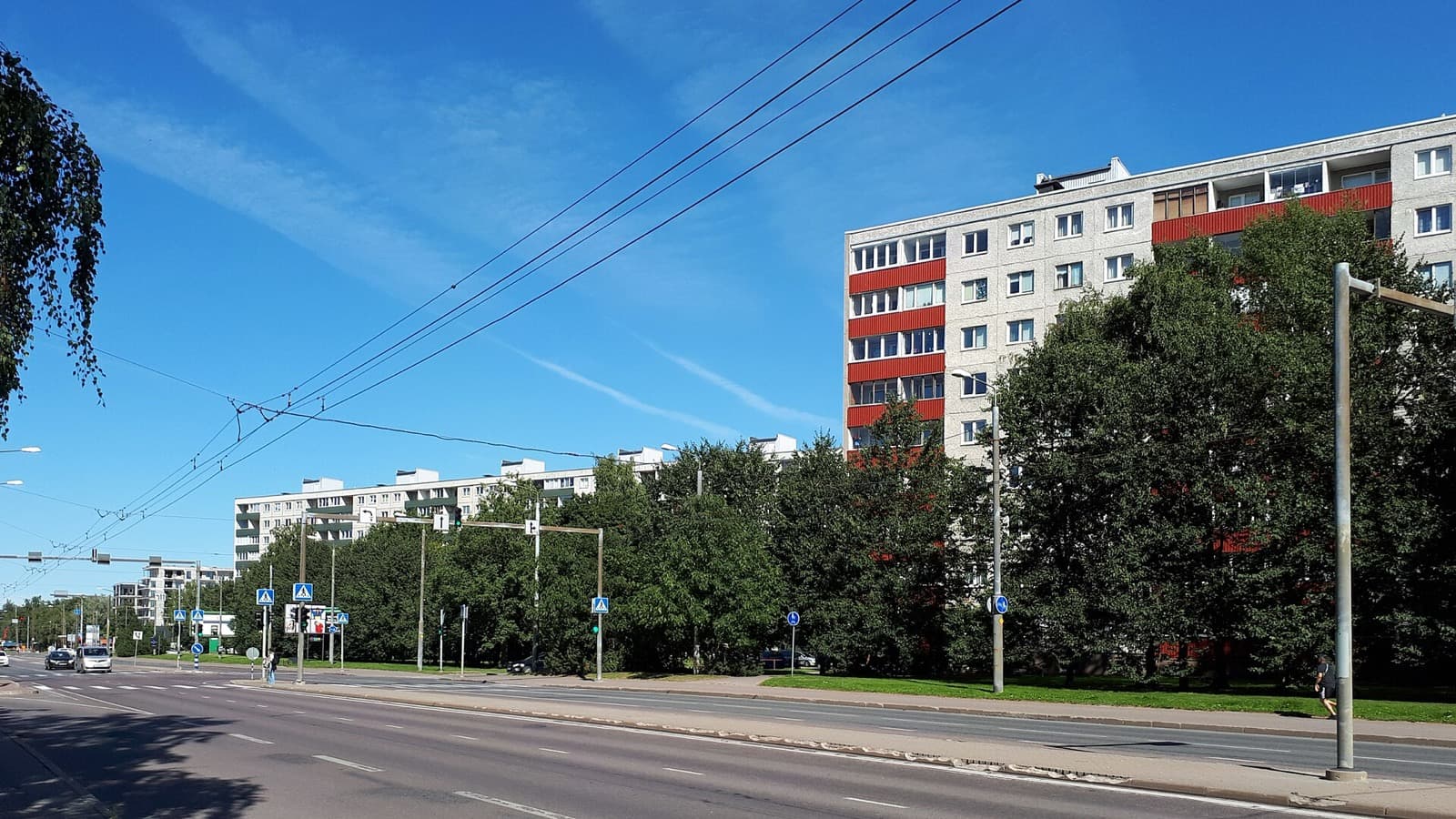 Soviet-era panel apartment blocks along Mustamäe tee in Mustamäe.