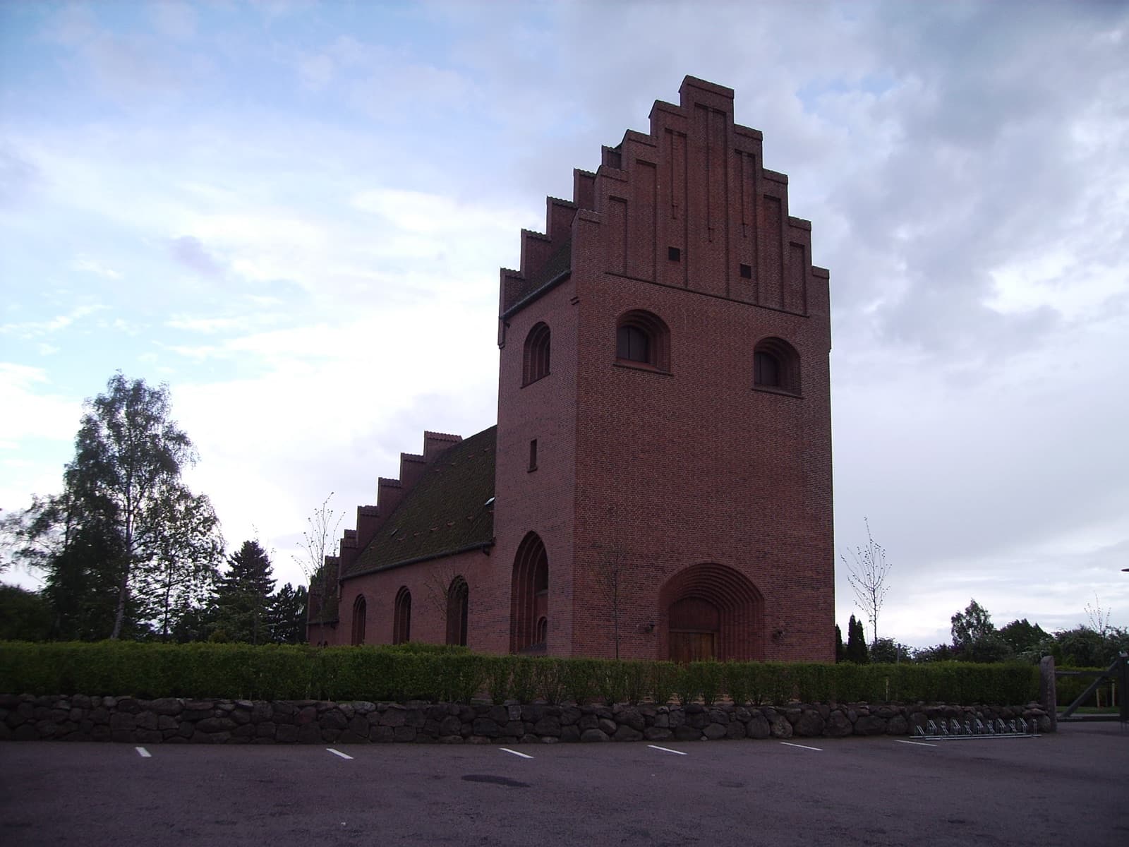 The red-brick stepped-gable Næsby Church in Næsby, a northern suburb of Odense.