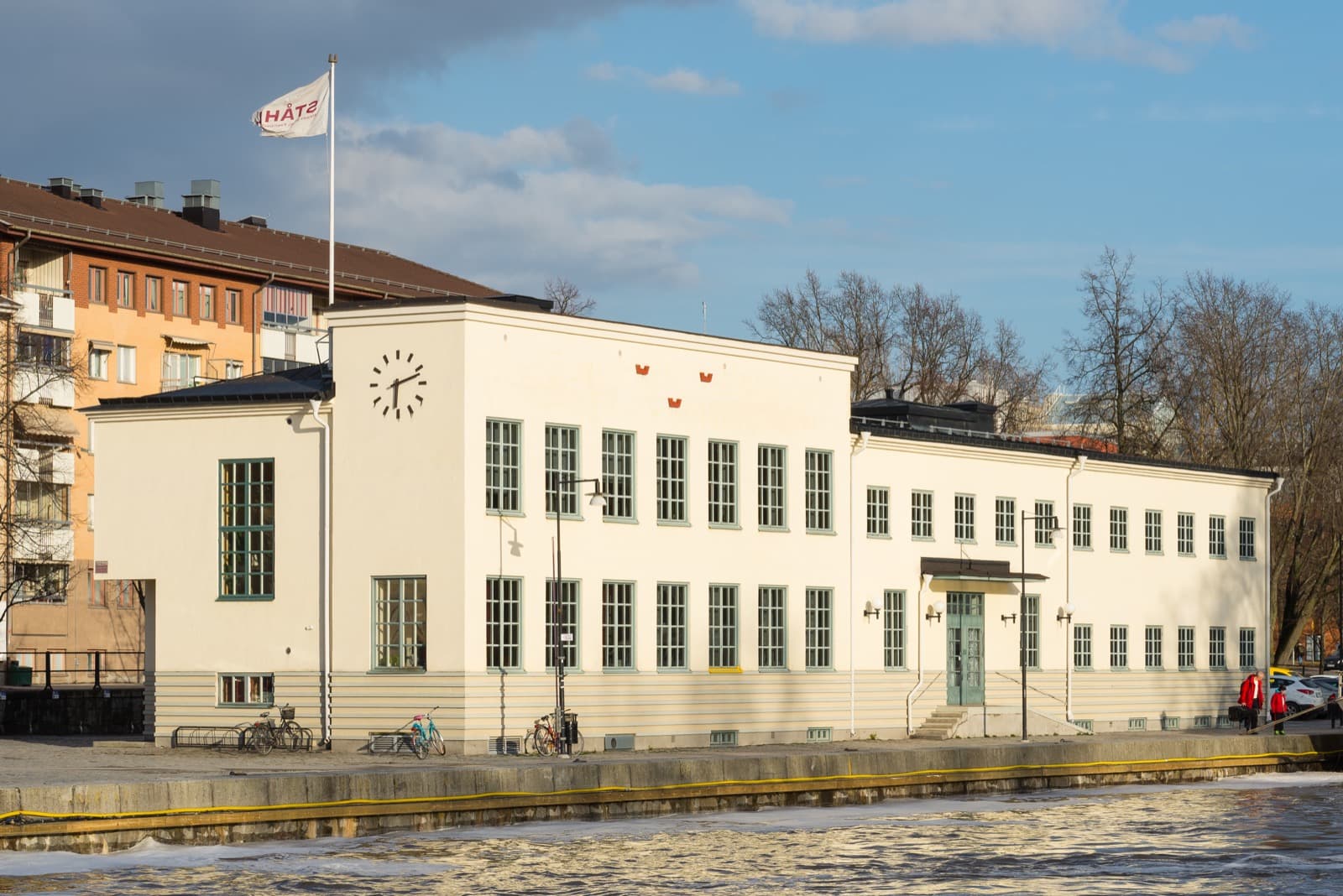 The 1936 Tullhuset customs house at Uppsala harbour on the Fyrisån, in the Kungsängen district of Uppsala, Sweden.