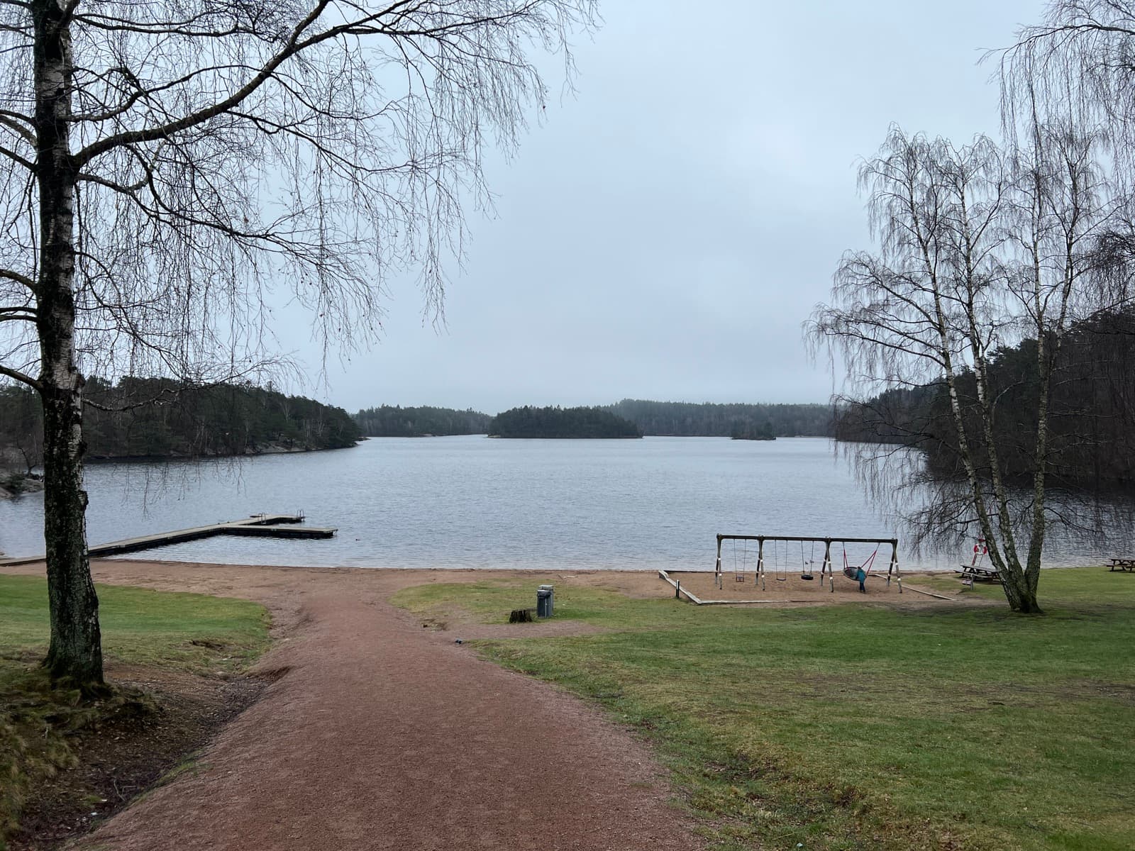 Stora Delsjön lake in the Delsjön nature reserve on the edge of the Kärralund villa district in Göteborg, Sweden.